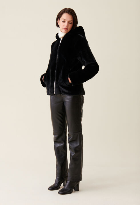 Veste fausse fourrure à capuche