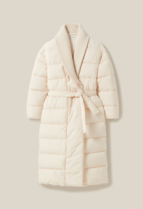 Long padded shawl collar coat