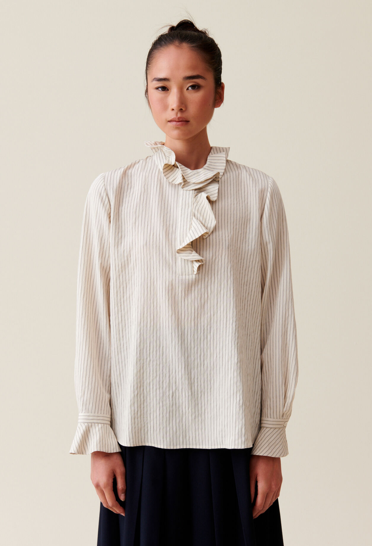 Ruffled Striped Blouse