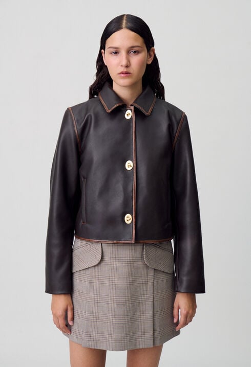 Cropped Vintage Leather Jacket