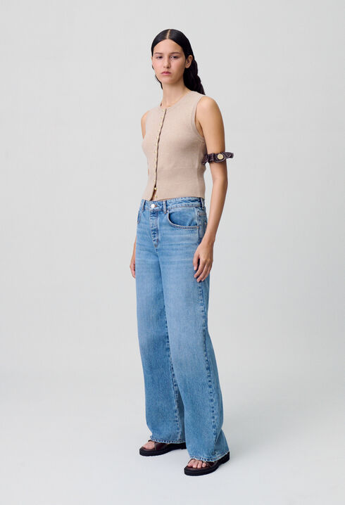 Jean denim droit large délavé