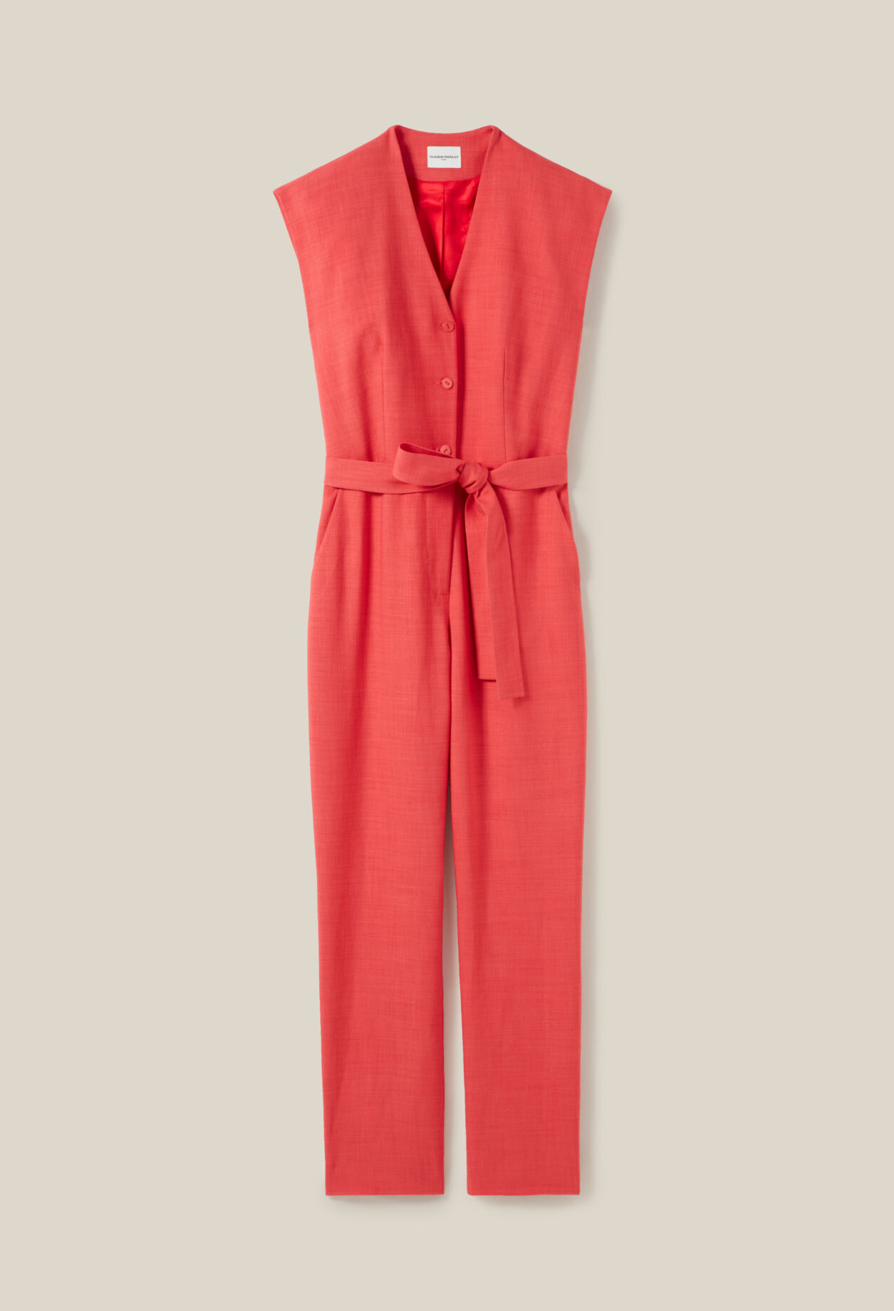 Belted terracotta jumpsuit