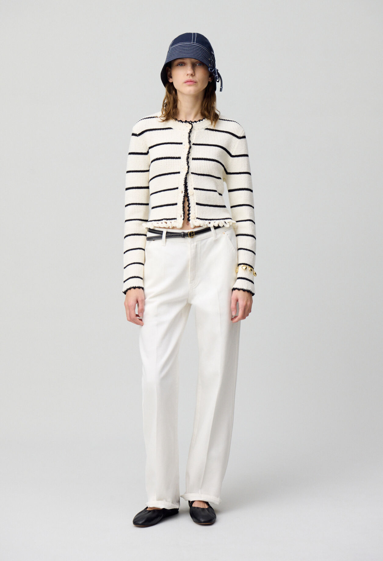 Feinstrick-Cardigan mit Streifen