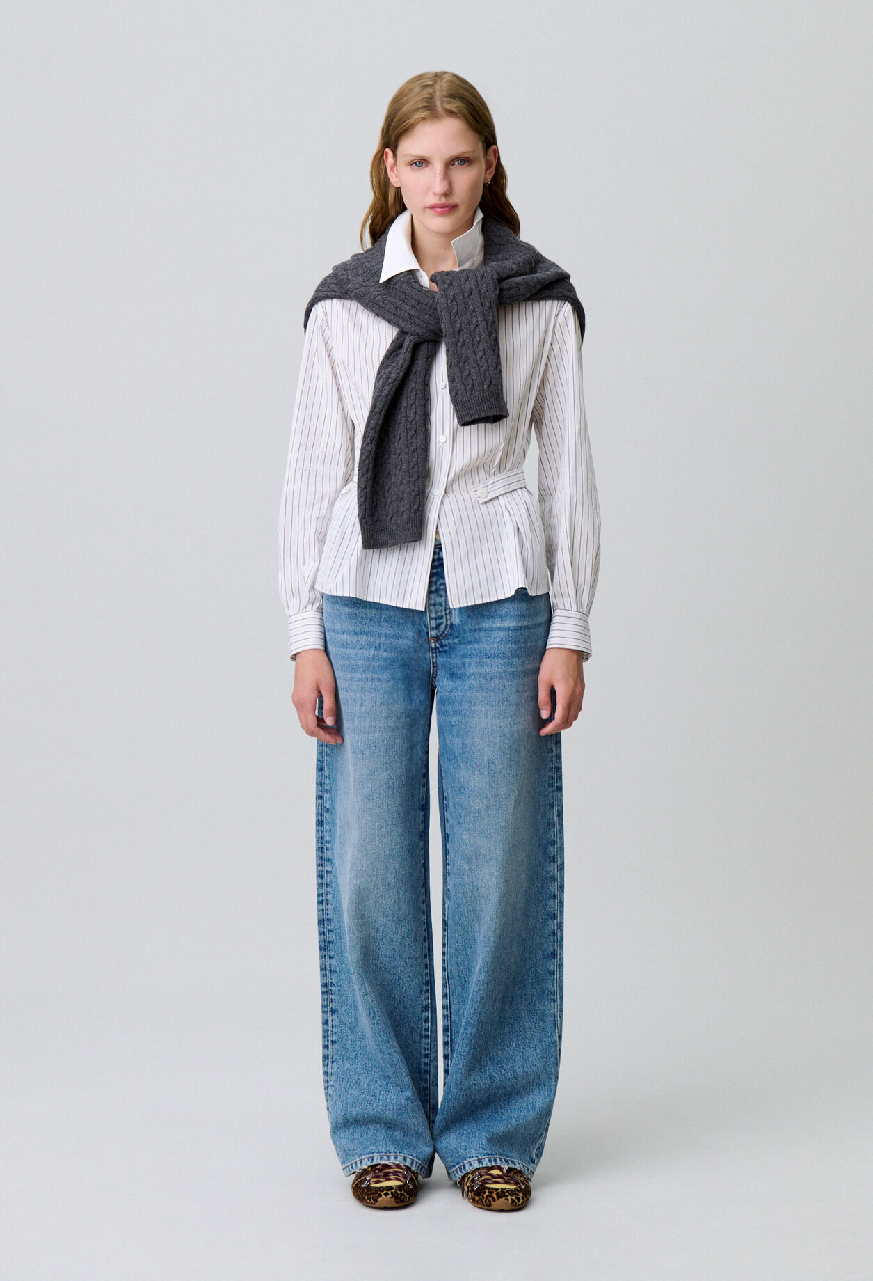 Striped poplin shirt