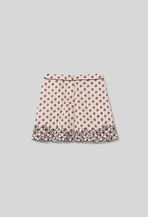 Short popeline broderie fleur