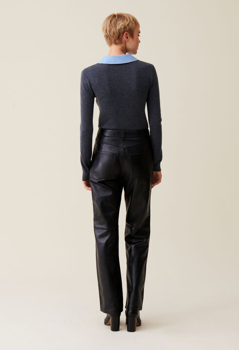 Pantalon droit cuir