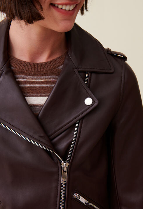 Veste cuir lisse cintrée