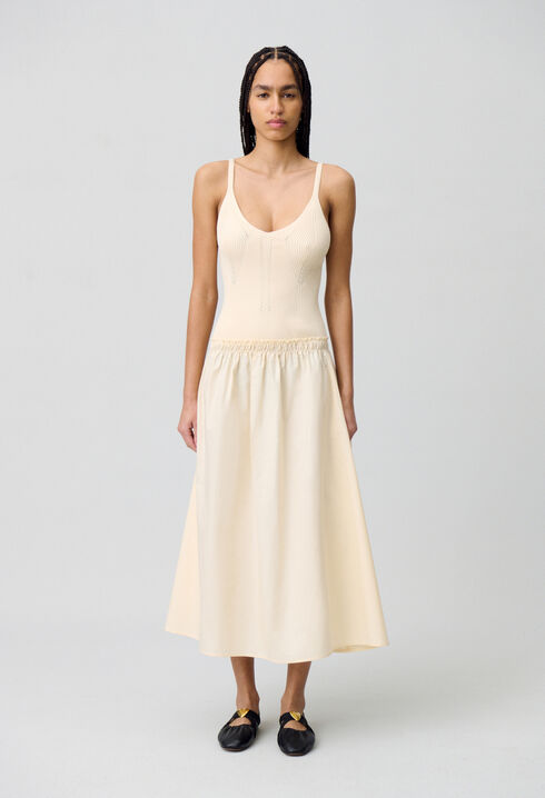 Midikleid mit gehäkeltem Brustteil