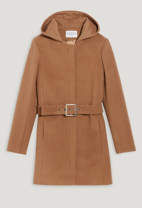 Belted coat in wool and cashmere