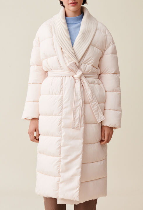 Long padded shawl collar coat