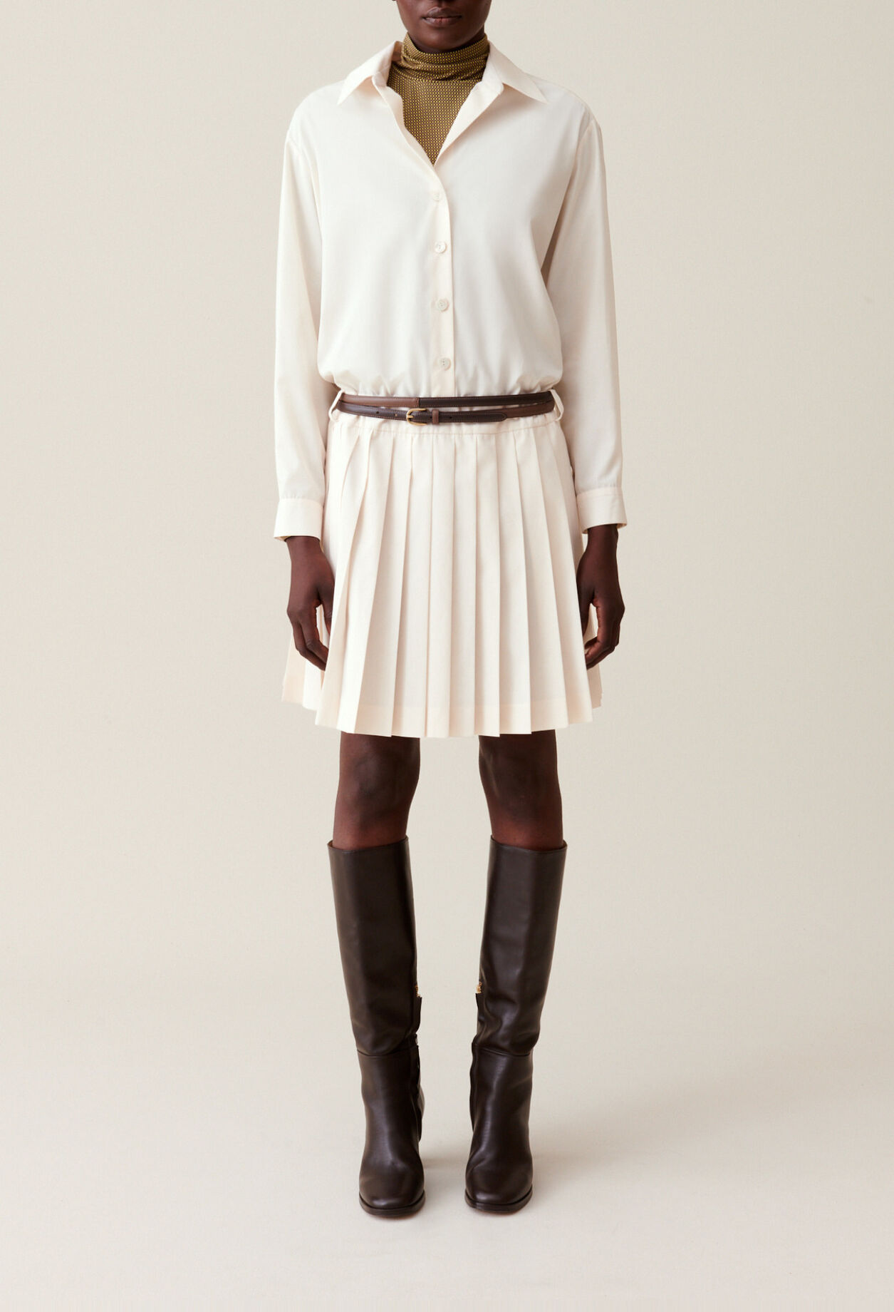 Robe chemise ceintur&eacute;e boutonn&eacute;e