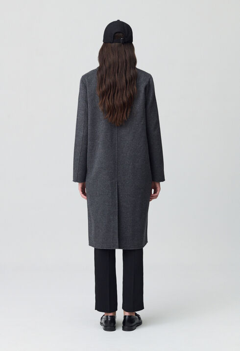 Flecked grey double-sided wool coat