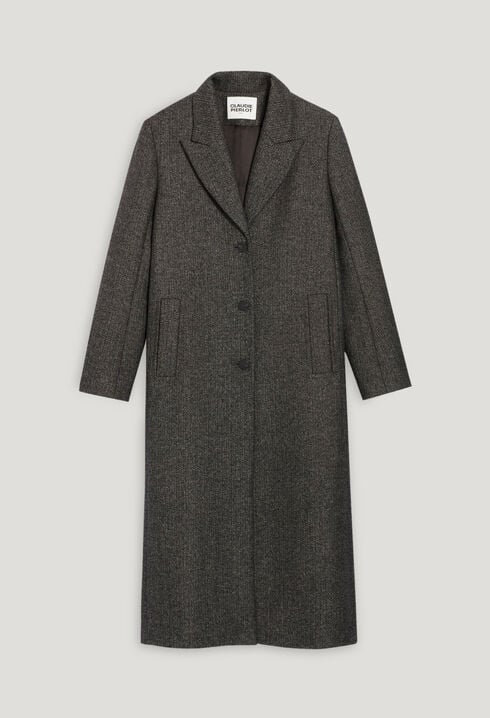 Two-tone mid-length straight coat