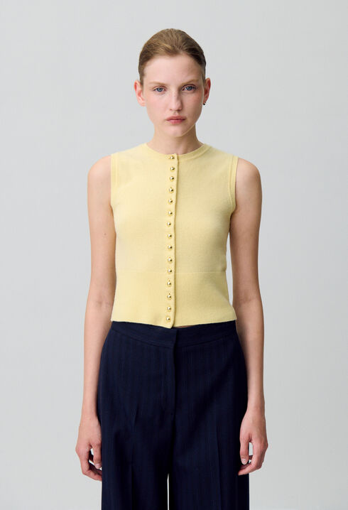 Top maille boutonné