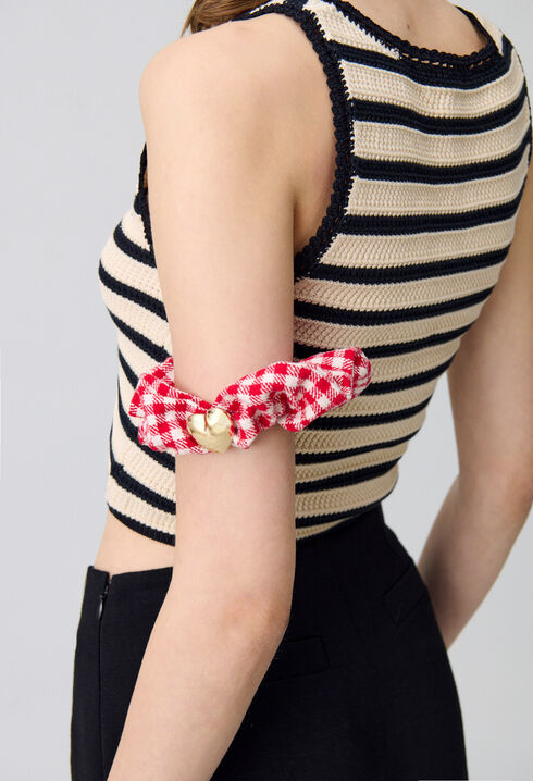 Heart Jewel Gingham Scrunchie