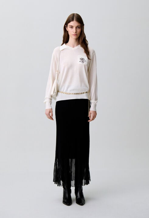 Embroidered flower knit jumper