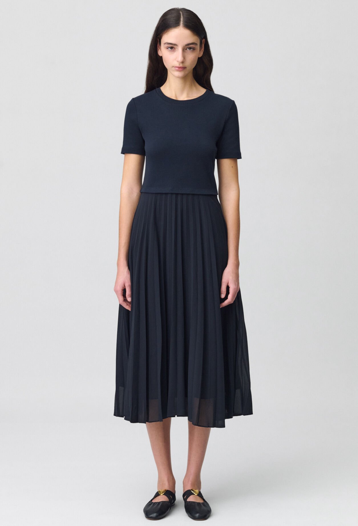 Langes Kleid Teli aus Materialmix