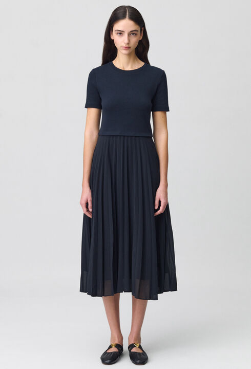 Langes Kleid Teli aus Materialmix