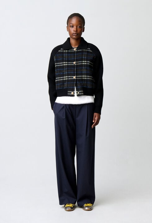 Blouson bi-mati&egrave;re ray&eacute;