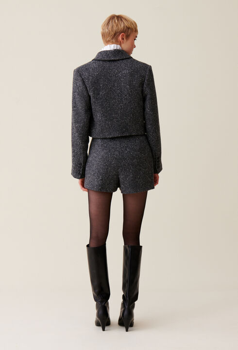 Graue Tweedjacke aus Wollmischung