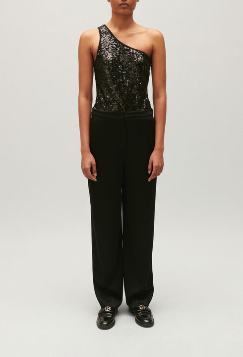 Body asymétrique sequins noir