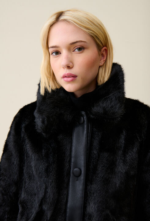 Manteau fausse fourrure noir