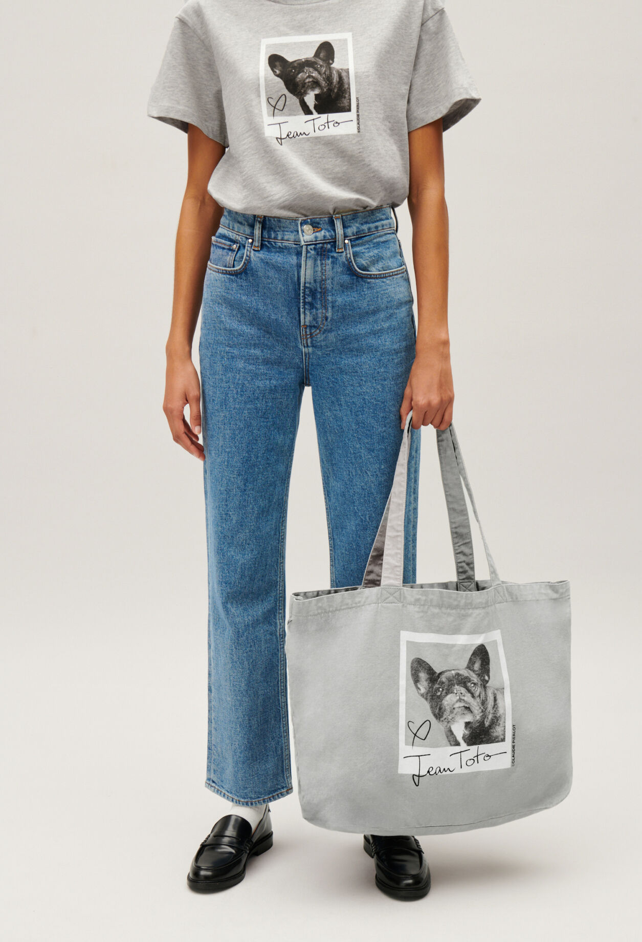 Tote bag toile Jean Toto gris chiné
