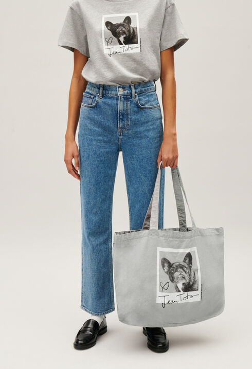 Canvas-Tote Bag Jean Toto grau meliert