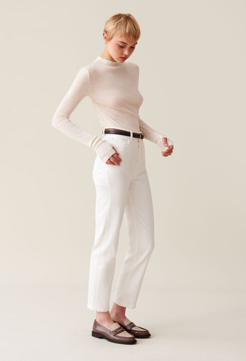 Wool top with high neck