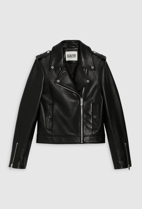 Lederblouson, schwarz