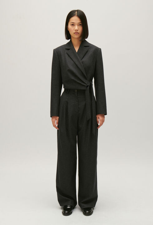 Veste tailleur courte gris chiné