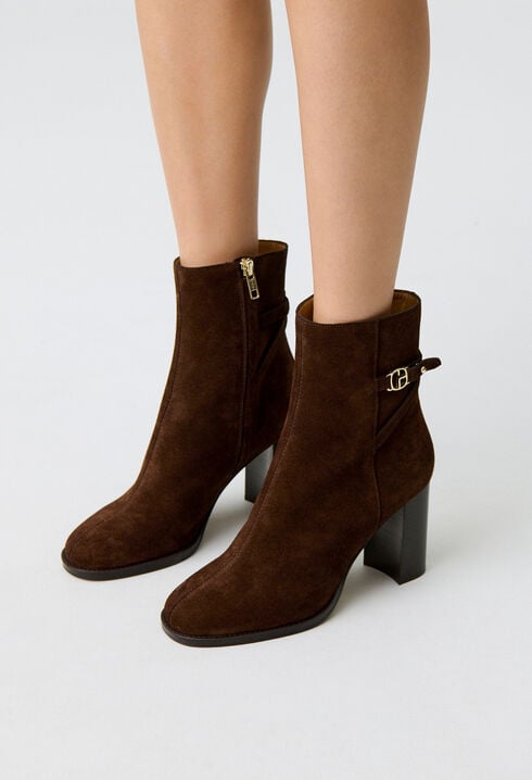 Bottines à talons cuir suède