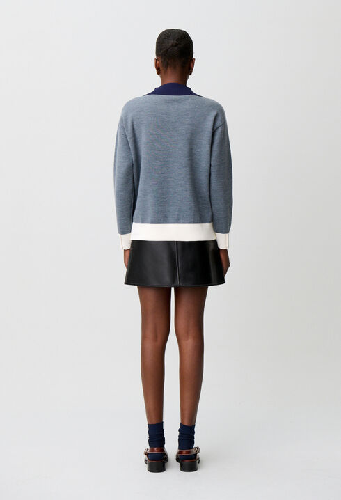 Pullover mit Kontrast-Doppelkragen