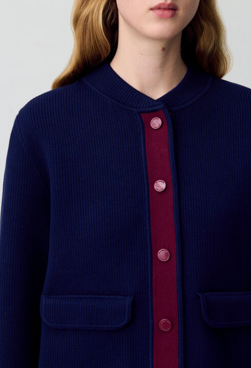 Cardigan épais bicolore