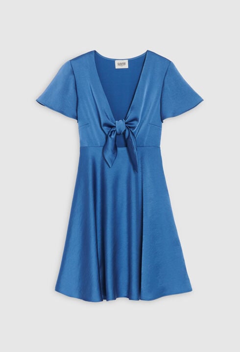Weich fließendes, kurzes Kleid, blau