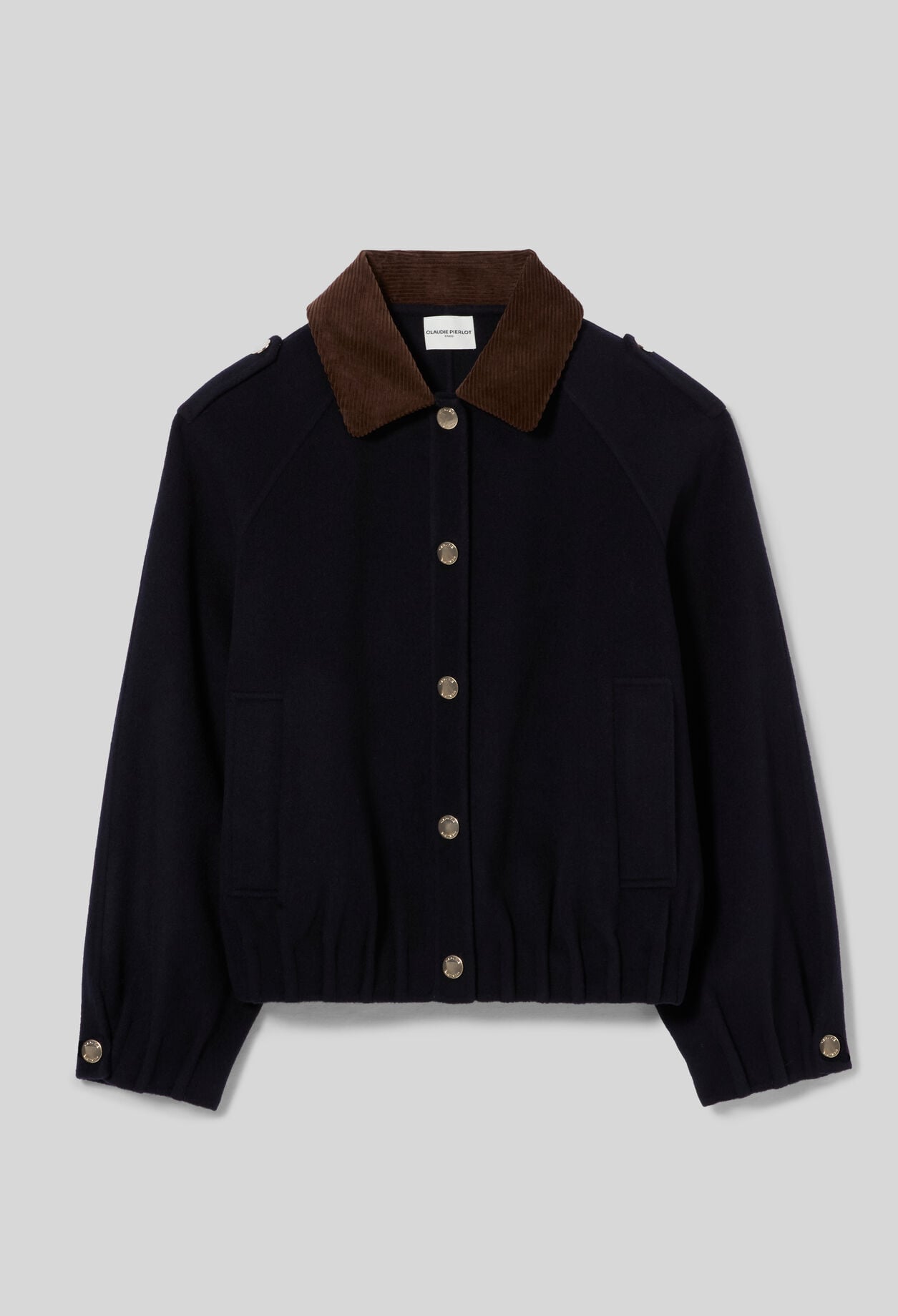 Oversized jacket with gold poppers