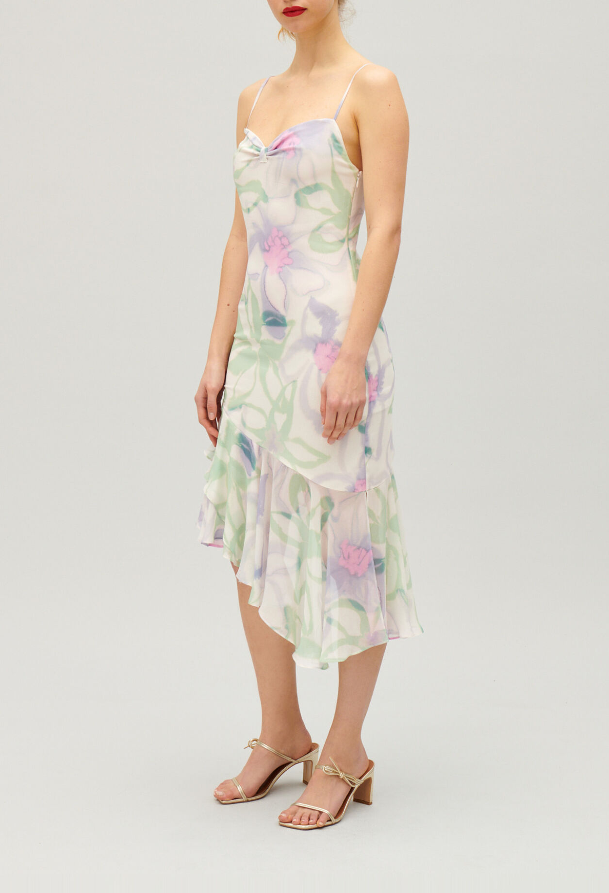 Midikleid aus Seide mit Printmuster