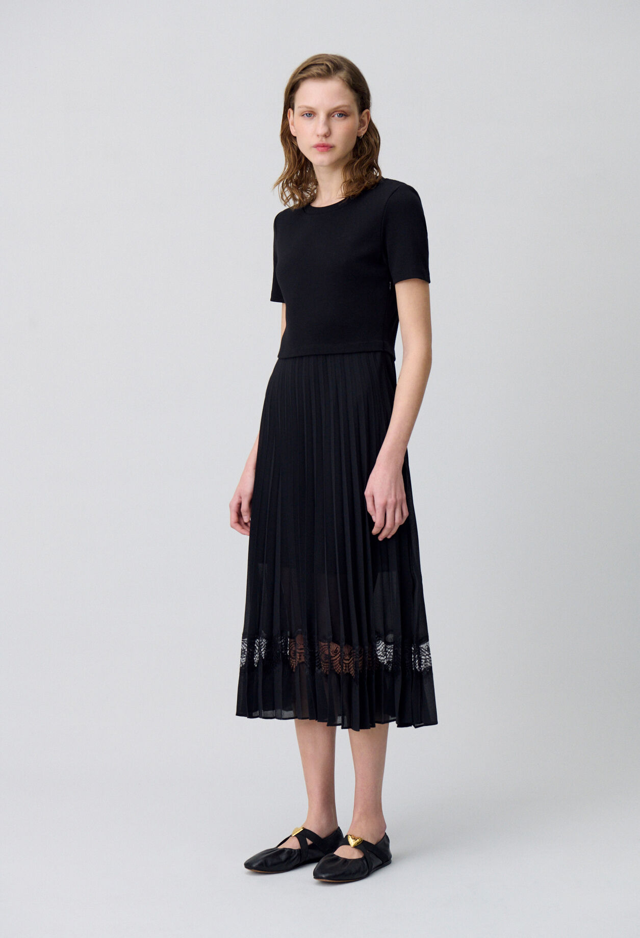 Twist Zweifarbige Midikleid  schwarz