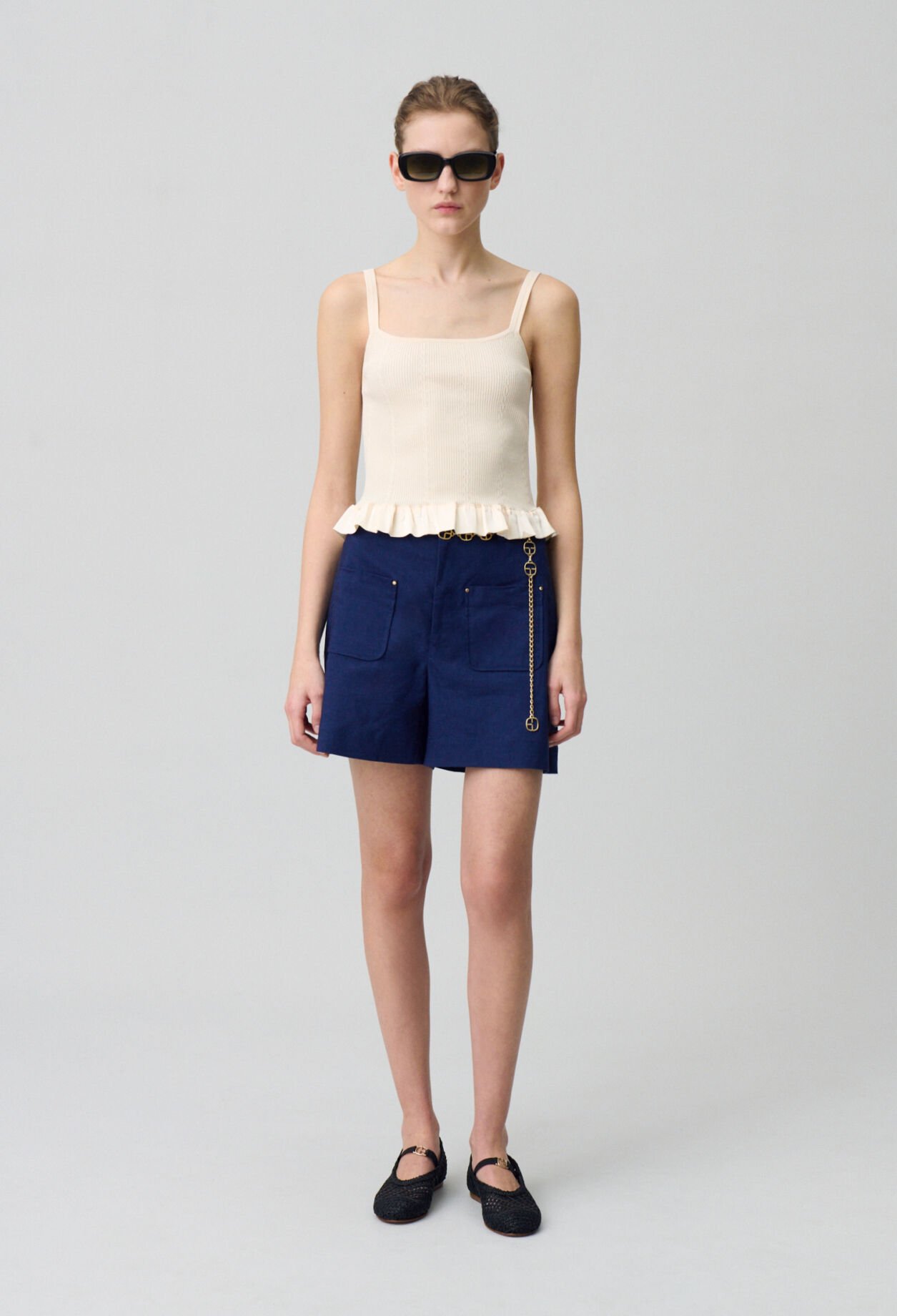 Ruffled satin top