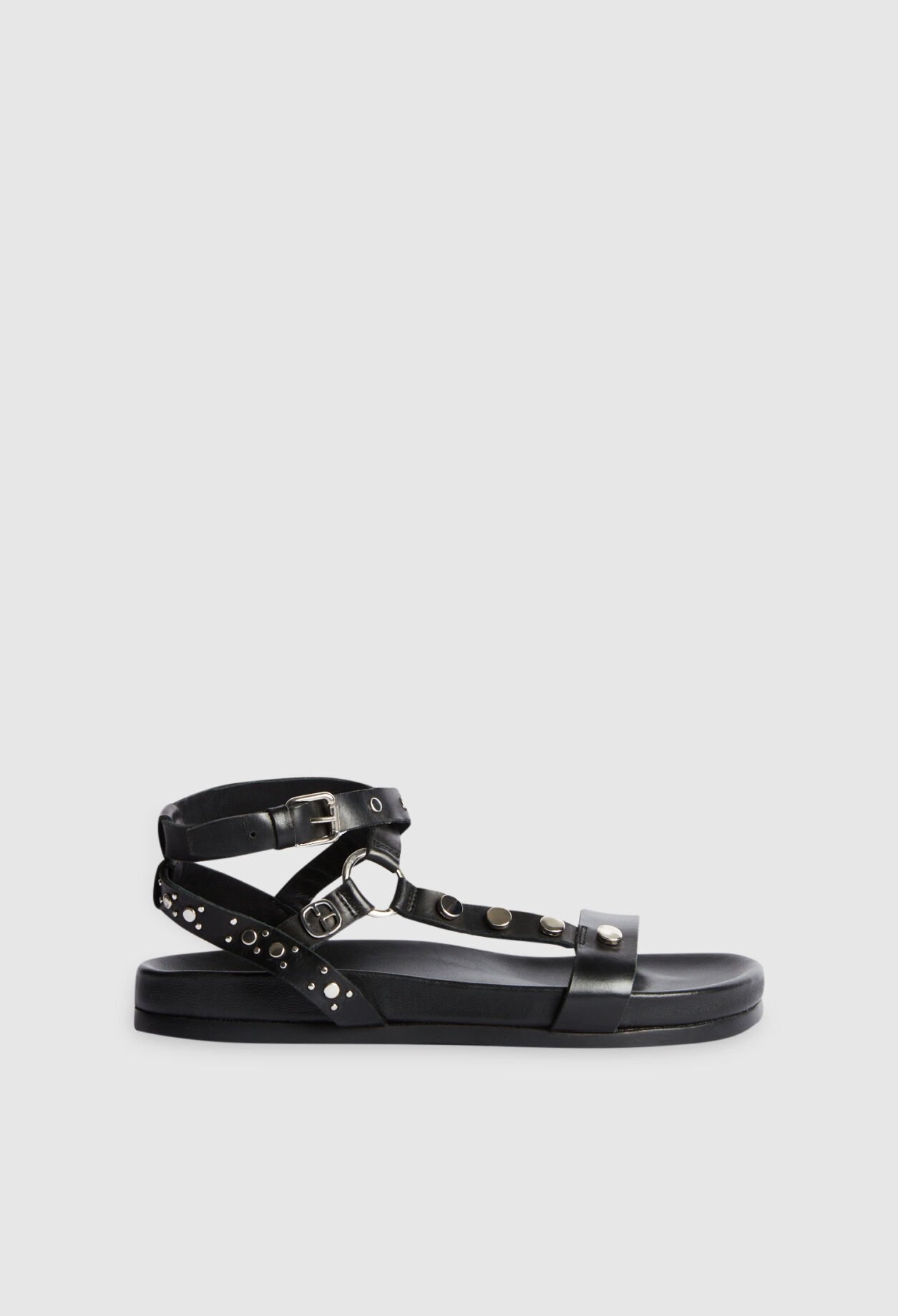 Black leather studded sandals