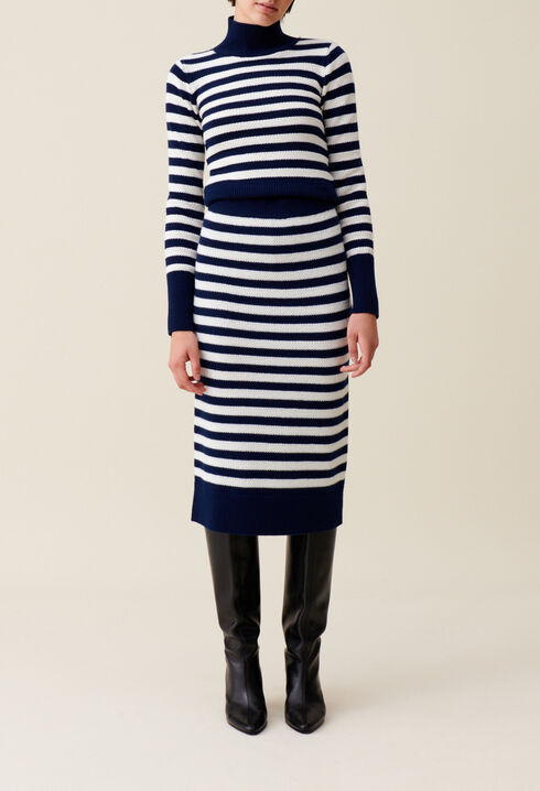Striped knit sailor skirt