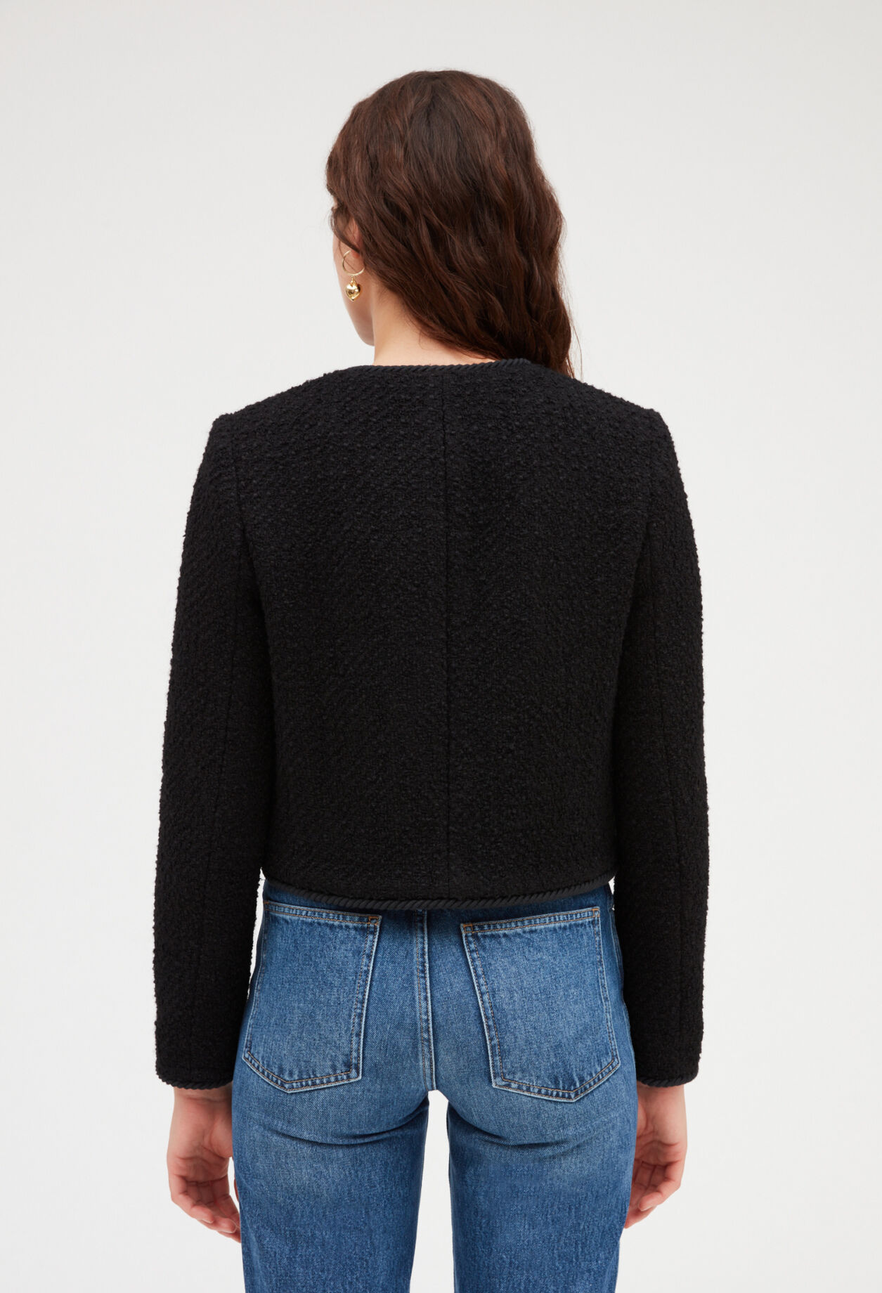 Kurze Tweed-Jacke in Schwarz