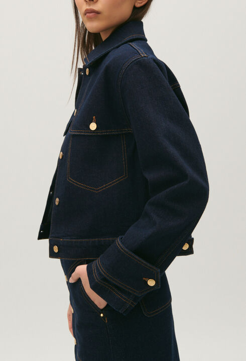 Blaue Raw-Jeansjacke