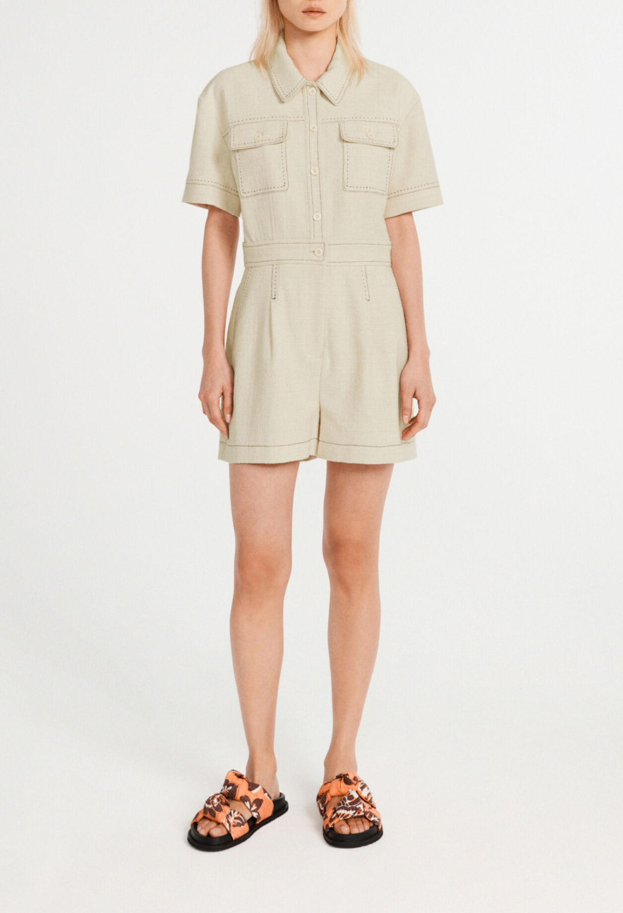 White recycled cotton playsuit