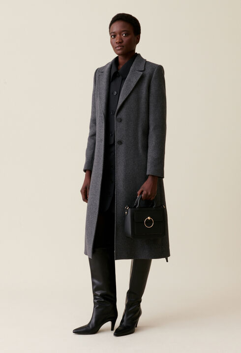 Long grey belted coat