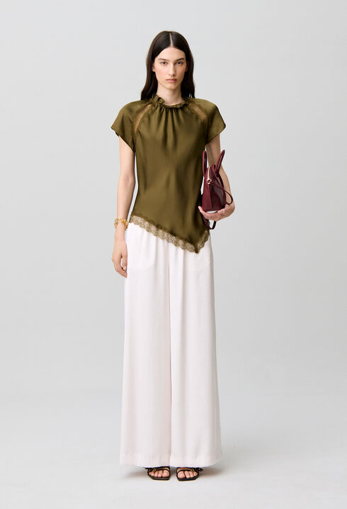 Pantalon fluide satin&eacute;