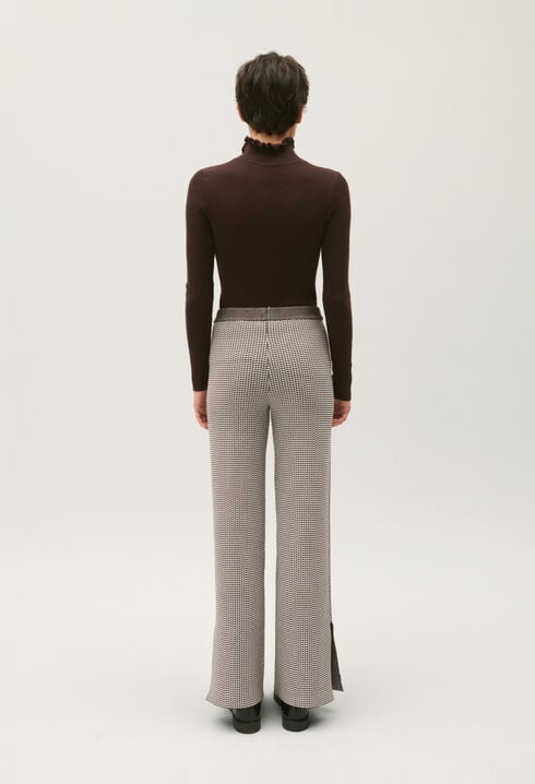 Two-tone jacquard knit trousers