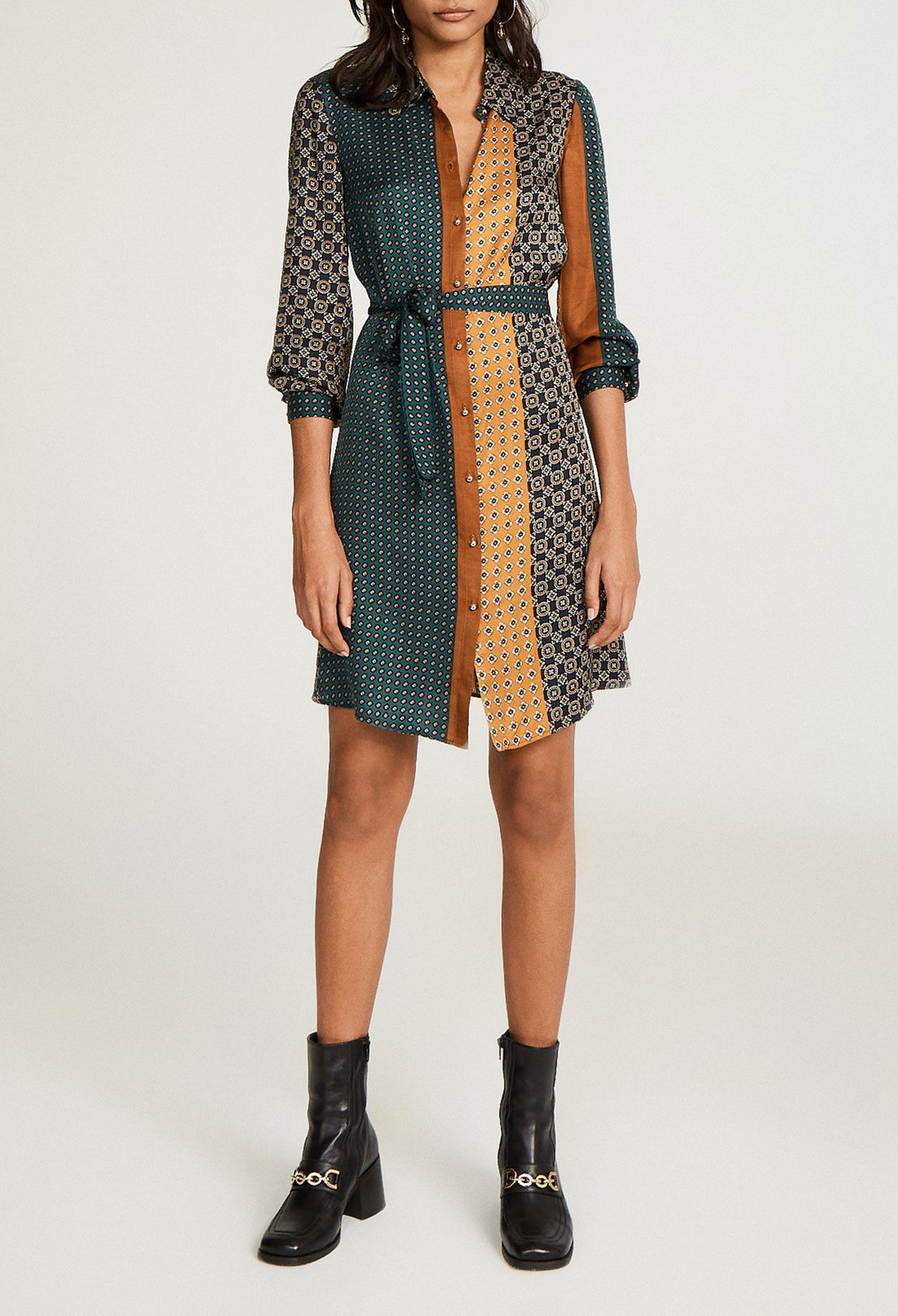 Printed shirt dress