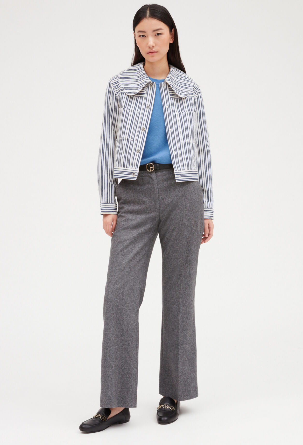 Veste jean à rayures