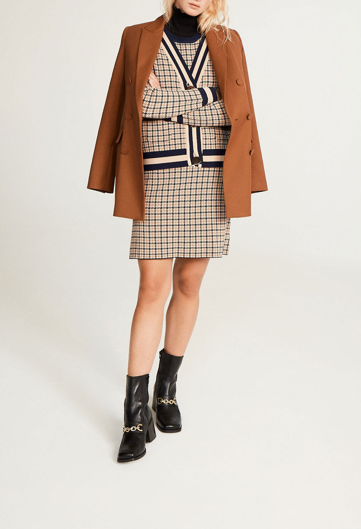 Cardigan pied-de-poule